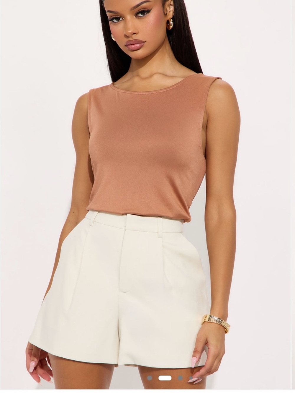 NWT FASHION NOVA Teagan Cowl Neck Top - Mocha